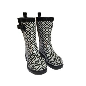 Capelli New York Tribal Diamond Print Ladies Rain Boots Size 6